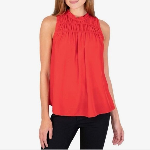 JOIE Limited Edition Women's Sleeveless Top Ruffled Neck Red Size XS - NWT $198 - Picture 1 of 16
